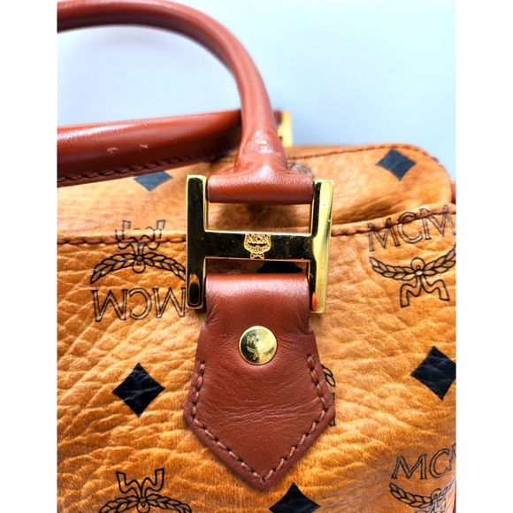 ✨️EUC MCM Cognac Monogram Visetos Boston Hand Bag ✨️ - Picture 10 of 16